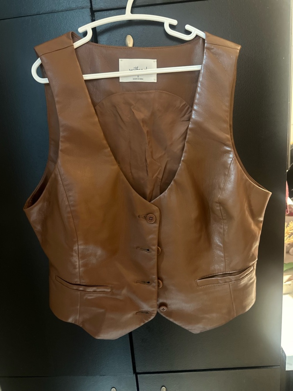Welferd Brown Leather Vest - Women's Sleeveless Jacket